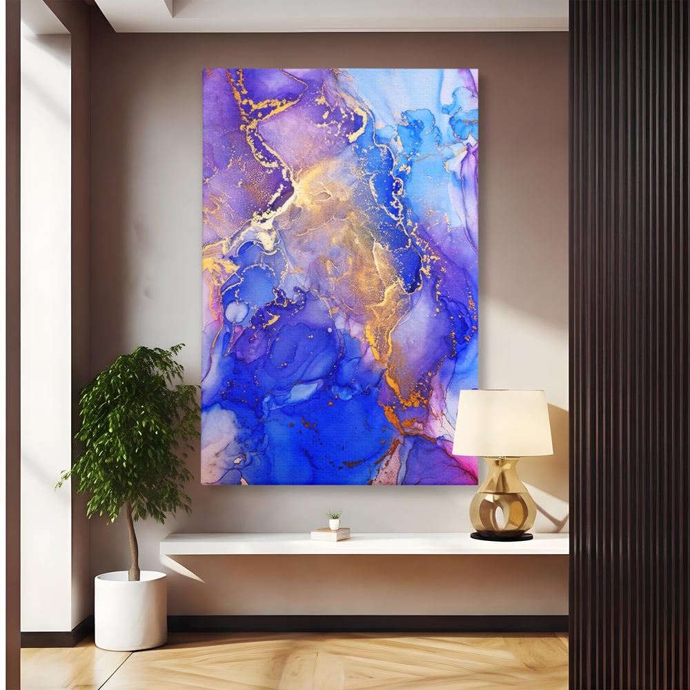 Tablou canvas cu pictura abstracta cu efect de marmura, fara rama, pe sasiu de lemn